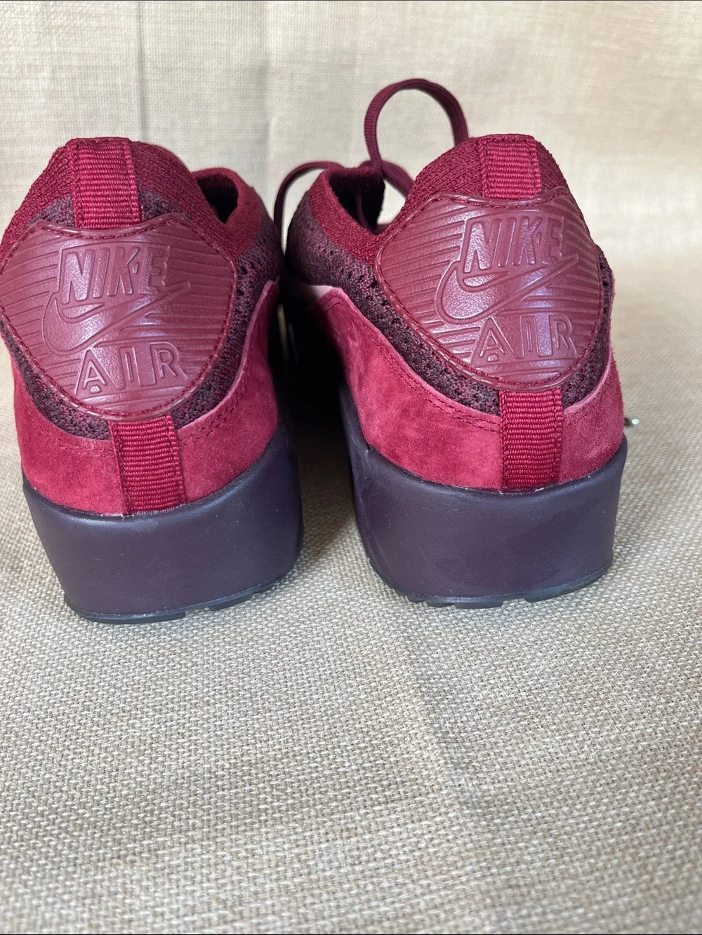 Nike Men’s Burgundy Sneakers with Pink Swoosh